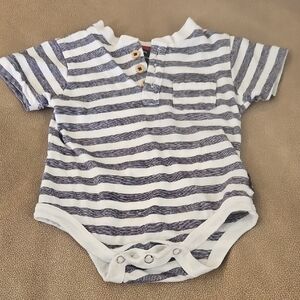 Ben Sherman Navy and White Striped Baby Onesie